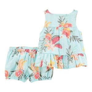 OshKosh B'gosh Floral Aqua Kids Matching Set